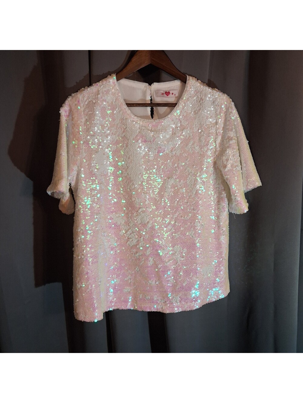 Buddy Love Women's Sequin Short Sleeve Top Size M